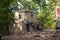 Stone ruins in a forest, abandoned ancient castle