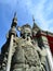 Stone sculpture of Chinese guardian at the entrance of Wat Pho,