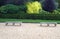 Stone seats or benches in Blenheim Palace Garden, England