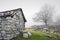 Stone shed in mountain