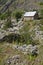 Stone shepherd shelter in a mountain landscape