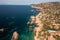 Stone shoreline and turquoise seawater