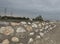 Stone shoring on the river bank