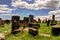 Stone slabs aha khachkar in Noratus cemetery Armenia