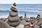 Stone stack on a beach, balance and harmony concept