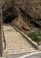 Stone staircase entrance to the cave. Mallorca