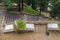 Stone stairs and graves on Montjuic Cemetery, Barcelona, Spain