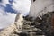 Stone stairs steps up approach to Diskit Monastery Galdan Tashi Chuling Gompa in Hunder or Hundar village of nubra tehsil valley