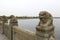 Stone statue of lion on the famous lugouqiao bridge, adobe rgb