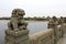 Stone statue of mother and child lion on the famous lugouqiao bridge, adobe rgb