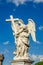Stone statues of angels and apostles Eliyev on the bridge over the River Tiber leading to Castel Sant\'Angelo in Rome, capital of I