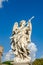 Stone statues of angels and apostles Eliyev on the bridge over the River Tiber leading to Castel Sant\'Angelo in Rome, capital of I