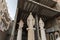 Stone statues of Jesus Christ and Virgin Mary are for sale near the entrance to the unfinished building in Bethlehem in Palestine