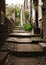 Stone steps in alleyway Robin Hood`s Bay