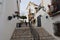 Stone steps lead upwards to the church Santa MarÃ­a de los Remedios in Estepona in Spain