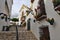 Stone steps lead upwards to the church Santa MarÃ­a de los Remedios in Estepona in Spain