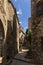 Stone street with stairs in the medieval village of pals on the costa brava