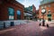 Stone streets and buildings in the Distillery Historic District, In Toronto, Ontario.