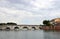 Stone Tiberius bridge Rimini cityscape