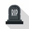 Stone tombstone rip icon, flat style