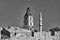 Stone Tower and Turkish minaret behind the medieval defensive wall