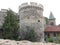 Stone towers of Belgrade fortress, church of the Holy Mother of God in background