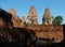 Stone towers of a medieval Khmer temple. Baray eastern Mebon