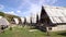 Stone triangular houses in Zabljak, northern Montenegro