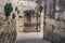 Stone triumphal arch. Entrance to the castle with an antique stairs