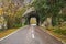 Stone tunnel road in mountain scenary in Somiedo natural park, Asturias, Spain