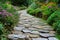 Stone walk path in the garden