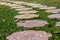 Stone walkway Green lawn