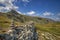 Stone wall marking hiking path