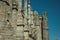 Stone wall with pinnacles at the gothic Cathedral of Guarda