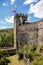 Stone walls with battlements, Castle Bitov, South Moravia Region, Czech Republic