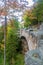 The stone walls of Cliffside Bridge line the Around Mountain carriage road in Acadia National Park