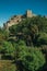 Stone walls and tower of Castle near garden at Marvao