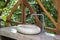 Stone washbasin in the yard on the tropical island of Borneo, Malaysia. Closeup