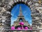 Stone windows with tour eiffel