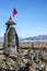 A stone witch stands by the road to Colca valley, Peru