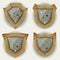 Stone And Wood Shield Security Icons