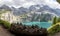 Stone works of art above Oeschinen lake in swiss alps