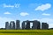 Stonehenge cartoon landscape of stone henge England. Travel trip vacation tourism and journey theme Vector illustration
