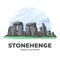 Stonehenge England Landmark Minimalist Cartoon Illustration
