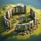 Stonehenge UK 3D isometric view of Stonehenge capturing the ancient mysteries and unique AI GENER