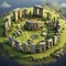 Stonehenge UK 3D isometric view of Stonehenge capturing the ancient mysteries and unique AI GENER