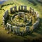 Stonehenge UK 3D isometric view of Stonehenge capturing the ancient mysteries and unique AI GENER