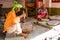 Stonemason at work, sculpture museum, Kaneri Math, Kolhapur, Maharashtra