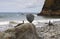 Stones balanced on a pebble beach