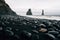 Stones on a black beach in Icelandn